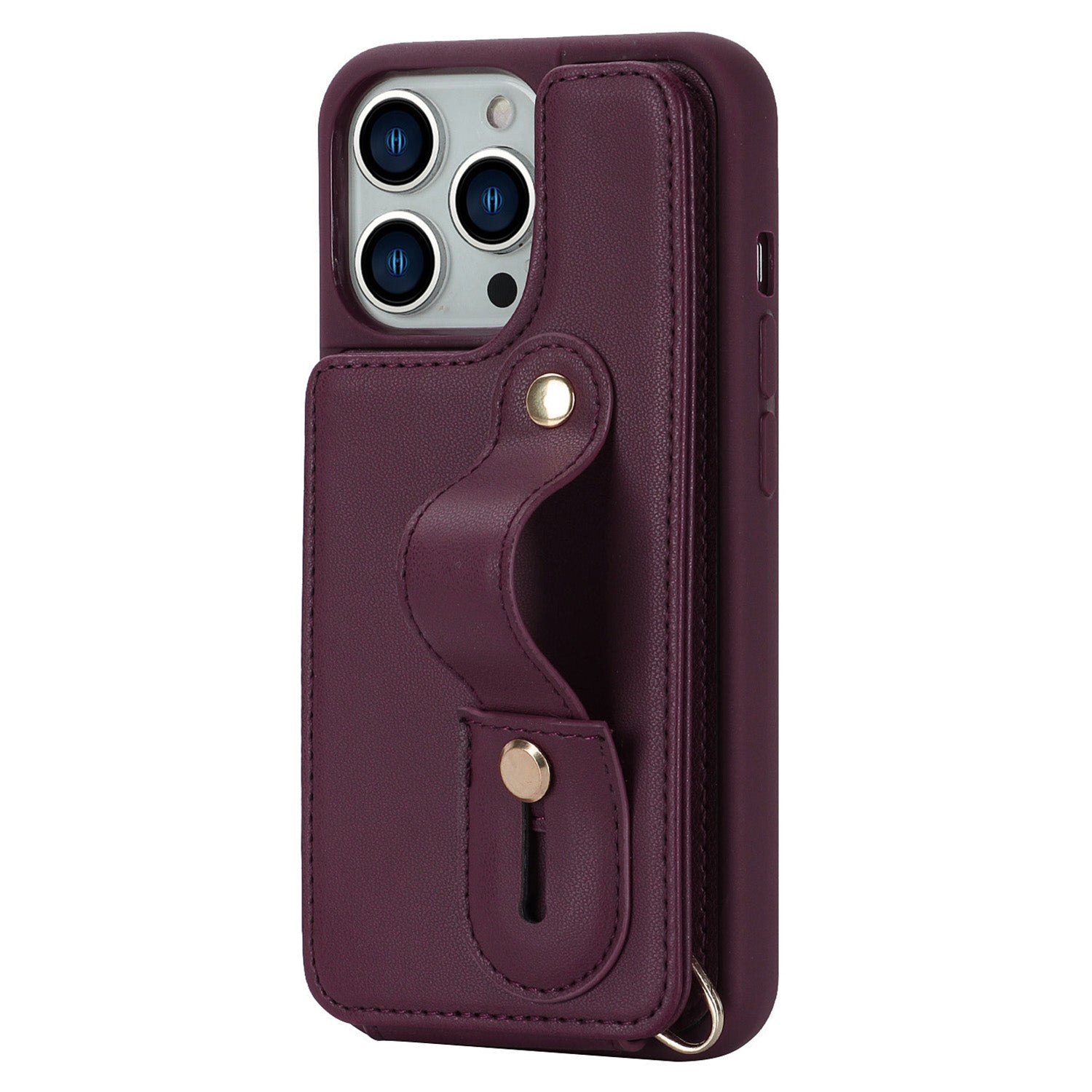 For iPhone 14 Pro Max Wristband Kickstand Phone Case Leather+TPU Cover with Card Holder For iPhone 14 Pro Max Wristband Kickstand Phone Case Leather+TPU Cover with Card Holder